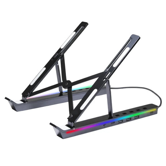 RGB Laptop Stand Adjustable 6 Gear Height Heat